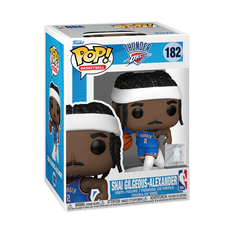 Figura Funko Pop de Shai Gilgeous-Alexander, estrella de los Thunder NBA. Caja.