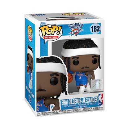 Figura Funko Pop de Shai Gilgeous-Alexander, estrella de los Thunder NBA. Caja.