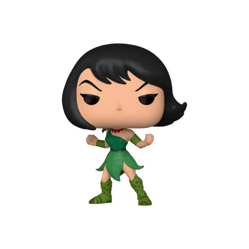 Vista frontal de la figura de vinilo de Ashi, aliada de Samurai Jack, sobre un fondo blanco.